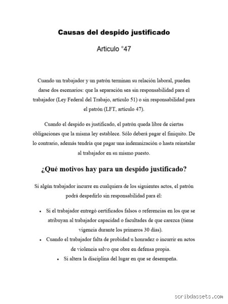 ¿Cuáles son 5 causas de despido justificado?